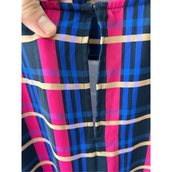 Eloquii Women’s Plus Size 20 Dress Blue Pink Plaid Colorful Belt Bell Sleeves A- - Picture 5 of 11